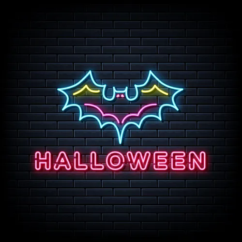 Halloween Neon Sign with Bat - Custom Patch Factory