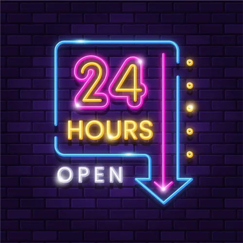 24 Hours Open Neon Sign - Custom Patch Factory