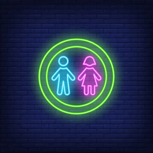 Boy & Girl Silhouettes Circle Neon Sign - Custom Patch Factory