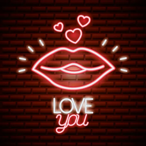 Lips with Love You Neon Sign - Custom Patch Factory