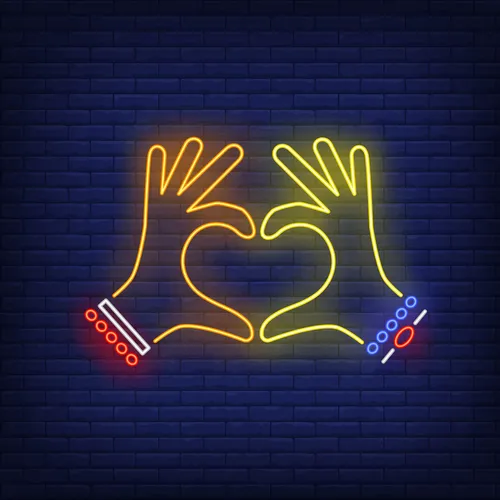 Woman Hands Heart Gesture Neon Sign - Custom Patch Factory