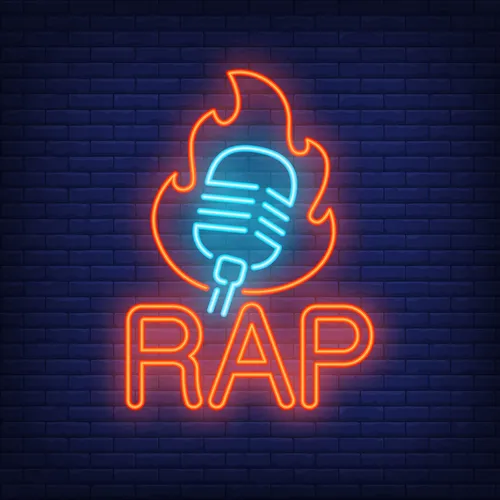 Rap Microphone Flame Neon Sign - Custom Patch Factory