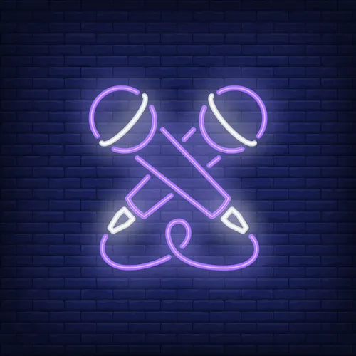 Crossed Microphone Neon Sign - Custom Patch Factory