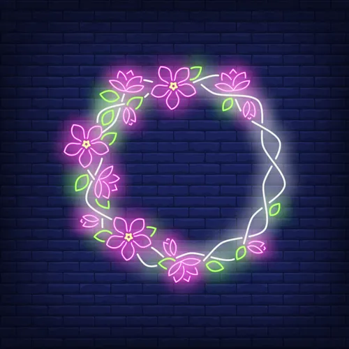 Floral Round Frame Neon Sign - Custom Patch Factory
