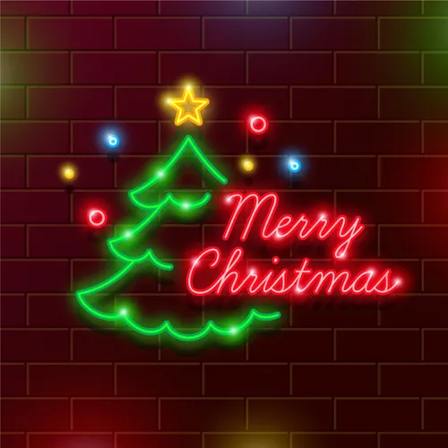 Tree Merry Christmas Neon Sign - Custom Patch Factory