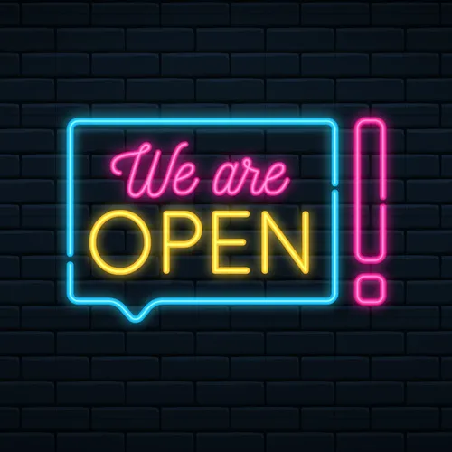 We Are Open Neon Sign - Custom Patch Factory