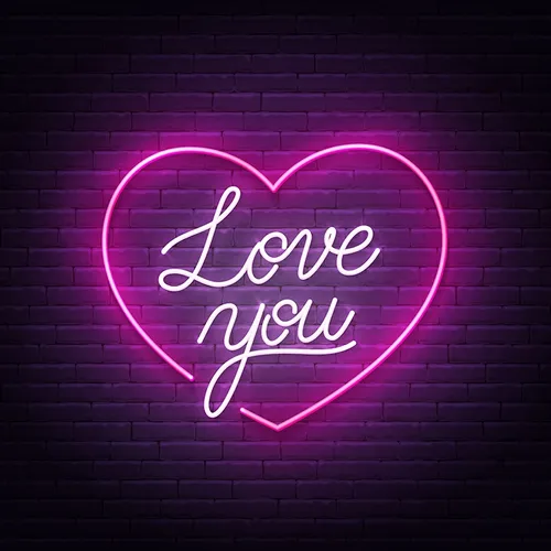 Pink Love You Neon Sign - Custom Patch Factory