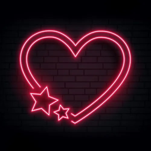 Red Love Heart Star Neon Sign - Custom Patch Factory