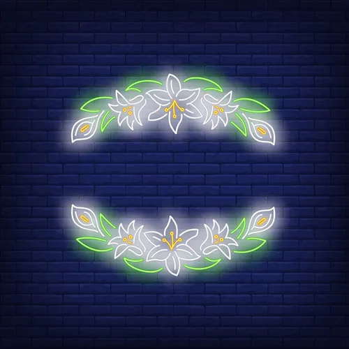 White Flower Neon Sign - Custom Patch Factory
