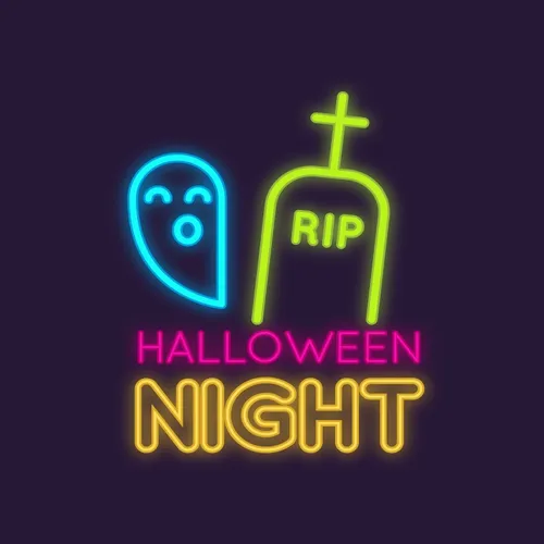 RIP Ghost Halloween Night Neon Sign - Custom Patch Factory