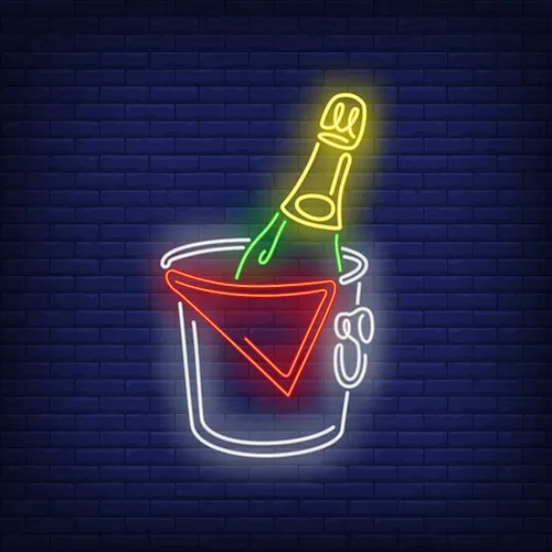 Wine in Ice Bucket Neon Sign - Custom Patch Factory