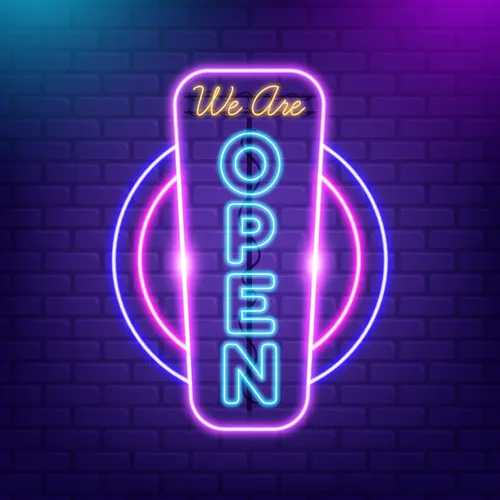 We are Open Vertical Neon Sign - Custom Patch Factory