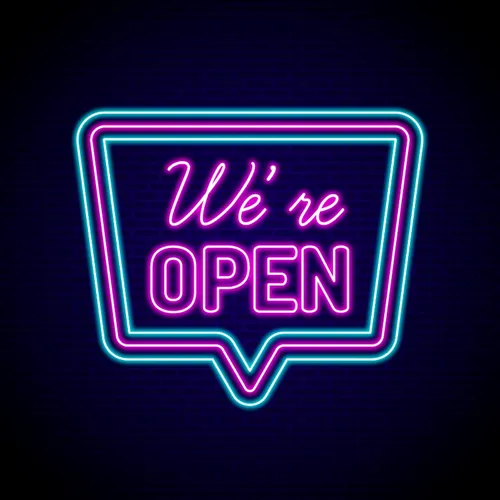 We're Open Neon Sign - Custom Patch Factory