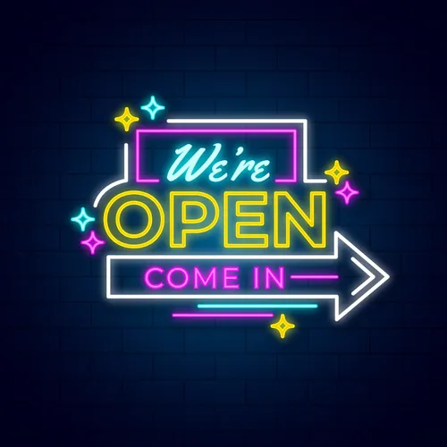 We're Open Come In Neon Sign - Custom Patch Factory