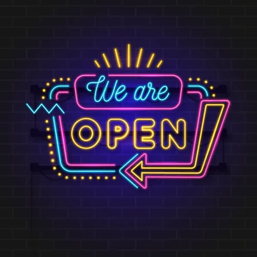 We Are Open Modern Neon Sign - Custom Patch Factory