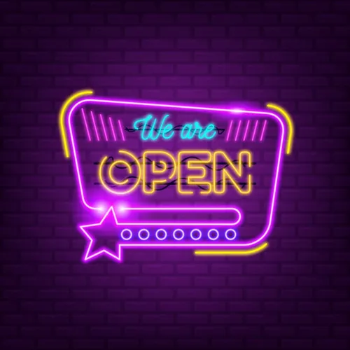 We Are Open With Star Icon Neon Sign - Custom Patch Factory