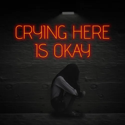 Crying Here Is Okay Neon Sign - Custom Patch Factory