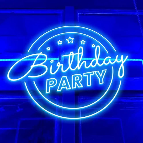 Birthday Party Blue Neon Sign - Custom Patch Factory