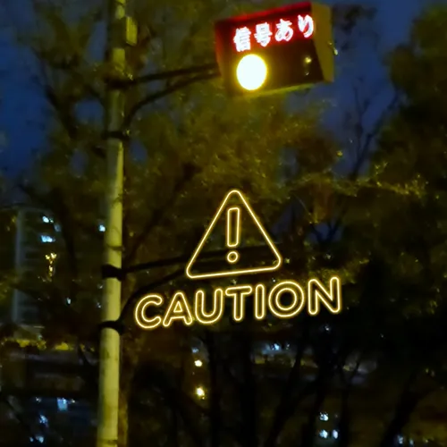 Caution Neon Sign - Custom Patch Factory