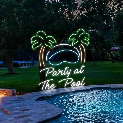Party At The Pool Neon Sign - Custom Patch Factory