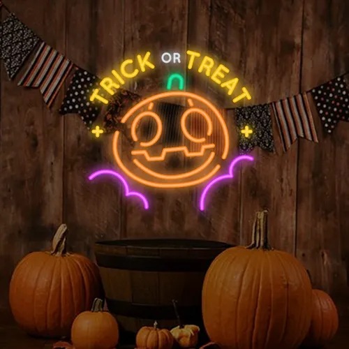Trick or Treat Neon Sign - Custom Patch Factory