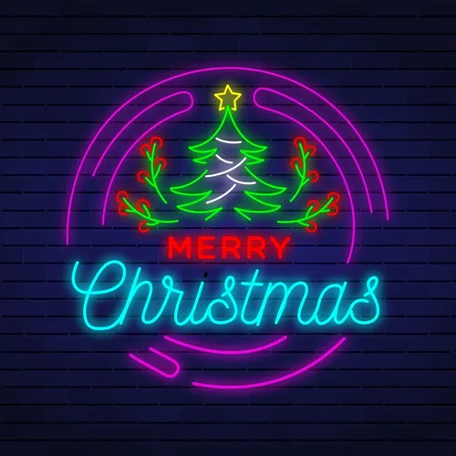 Merry Christmas Flower Tree Neon Sign - Custom Patch Factory