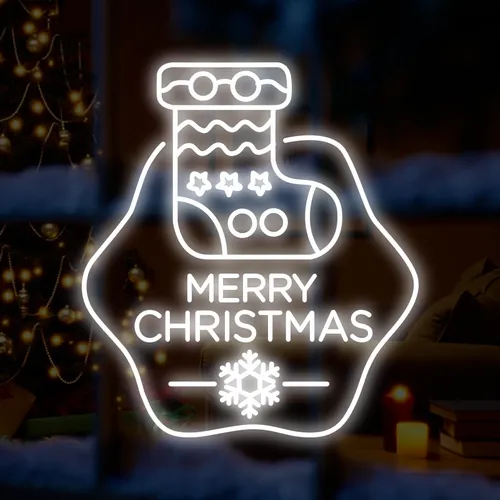 Merry Christmas Handmade Sock Neon Sign - Custom Patch Factory