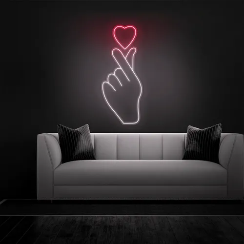 Finger Heart Neon Sign - Custom Patch Factory