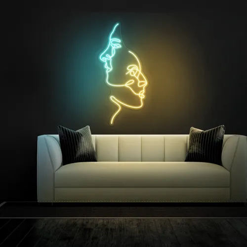 TWO FACE Graphic Neon Sign - Custom Patch Factory