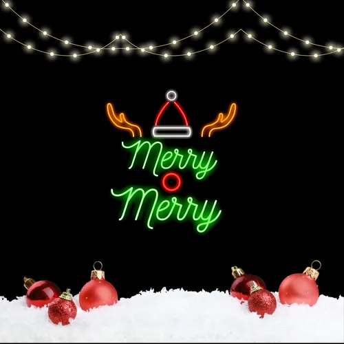 Merry Merry Deer Neon Sign - Custom Patch Factory