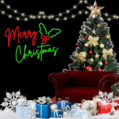 Sparkly Yuletide Neon Sign - Custom Patch Factory