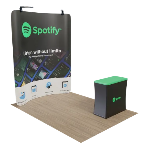 Custom Curved Zip Up Trade Show Display Backdrop Booth Stand 8' x 8' - Custom Patch Factory