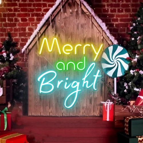 Merry & Bright Neon Sign - Custom Patch Factory