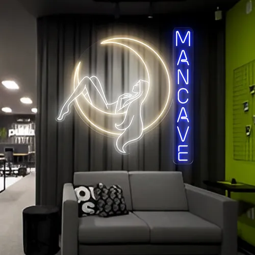 Moon Woman Mancave Neon Sign - Custom Patch Factory