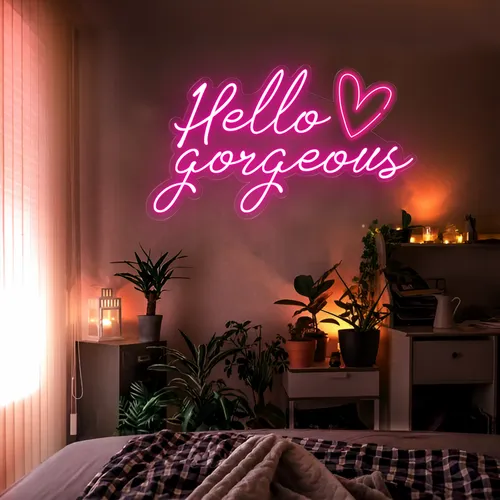 Hello Gorgeous LED Neon Sign - Custom Patch Factory