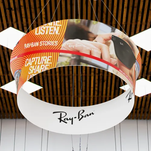 Custom Tapered Circle Personalized Trade Show Hanging Signs - Custom Patch Factory