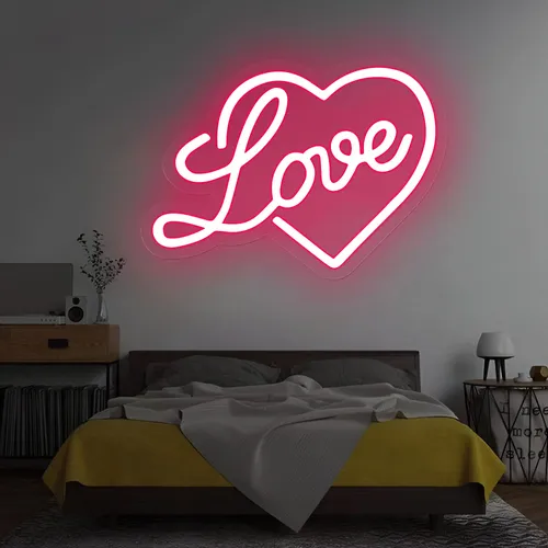 Heart Love Neon Sign - Custom Patch Factory