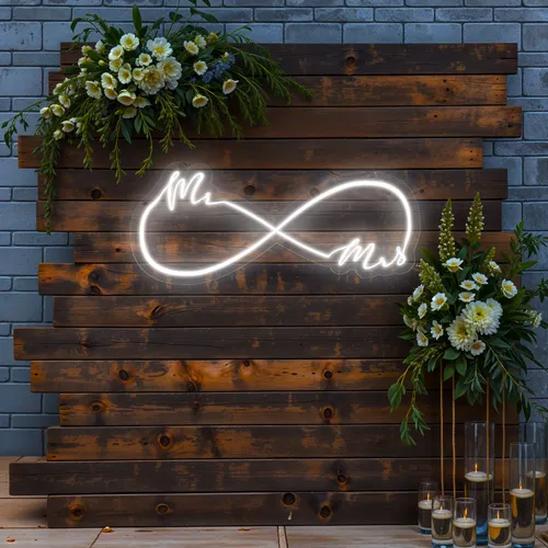Mr and Mrs Infinity Wedding Neon Sign - Custom Patch Factory