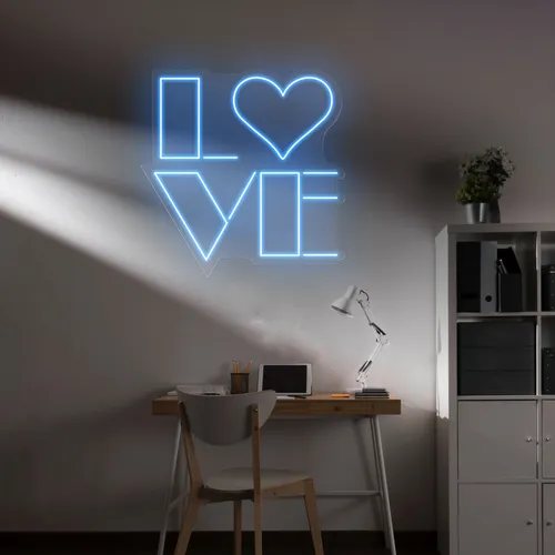 Love Blue Neon Sign - Custom Patch Factory