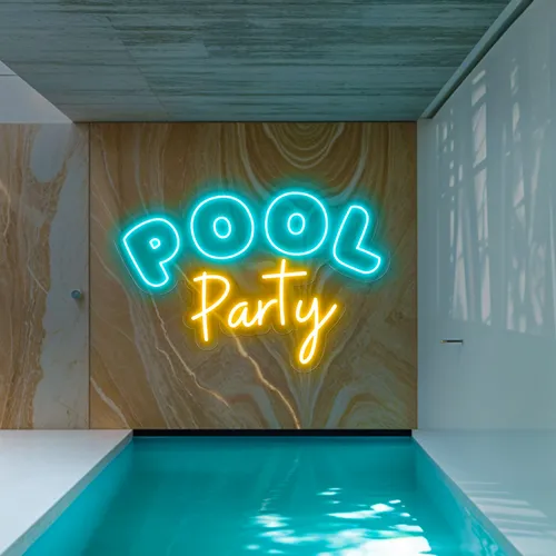 Pool Party Large Neon Sign - Custom Patch Factory