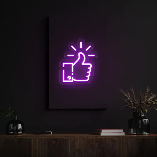 Purple Thumbs Up Neon Sign - Custom Patch Factory