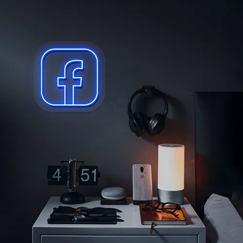 Facebook Logo Neon Sign - Custom Patch Factory