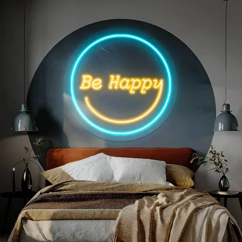 Be Happy Neon Sign - Custom Patch Factory