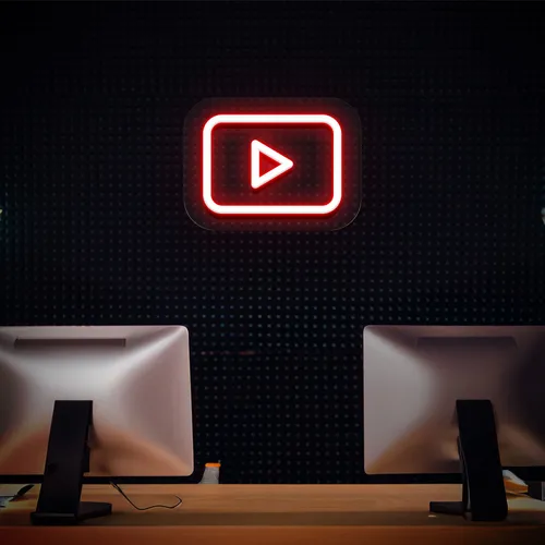 Youtube Play Button Neon Sign - Custom Patch Factory
