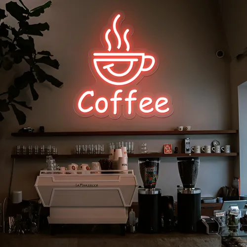Thrilled Coffee Neon Sign - Custom Patch Factory