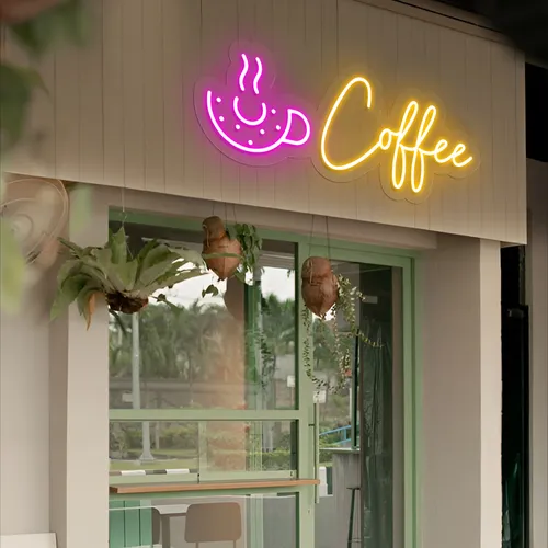 Donut Coffee Neon Sign - Custom Patch Factory