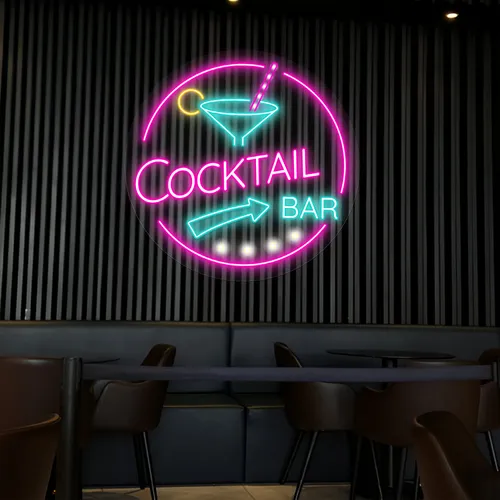 Radiant Cocktail Bar Neon Sign - Custom Patch Factory