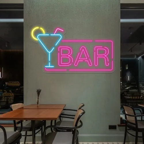 Vibrant Martini Neon Bar Sign - Custom Patch Factory
