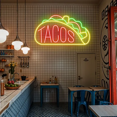 Neon Taco Sign - Custom Patch Factory