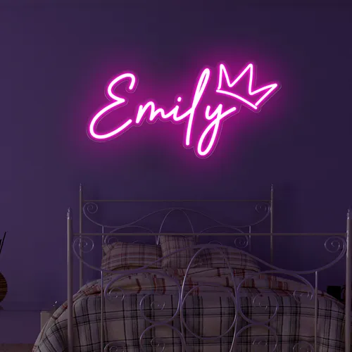 Emily Crown Neon Sign - Custom Patch Factory